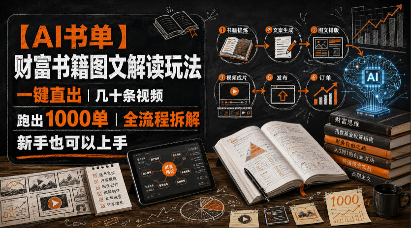 【AI书单】财富书籍图文解读玩法，一键直出，几十条视频，跑出1000单，全流程拆解，新手也可以上手采购|汽车产业|汽车配件|机加工企业家交流社群中心