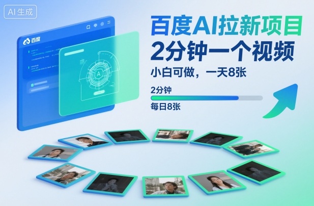 百度AI拉新项目，2分钟一个视频，小白可做，一天8张【附案例+保姆级教程】采购|汽车产业|汽车配件|机加工蚂蚁智酷企业交流社群中心
