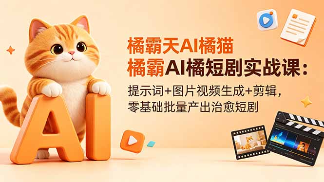 橘霸天AI橘猫短剧实战课：提示词+图片视频生成+剪辑，零基础批量产出治愈短剧采购|汽车产业|汽车配件|机加工企业家交流社群中心