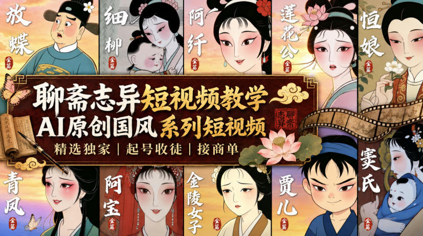 聊斋志异短视频教学，AI原创国风系列短视频，精选独家丨起号收徒丨接商单采购|汽车产业|汽车配件|机加工企业家交流社群中心