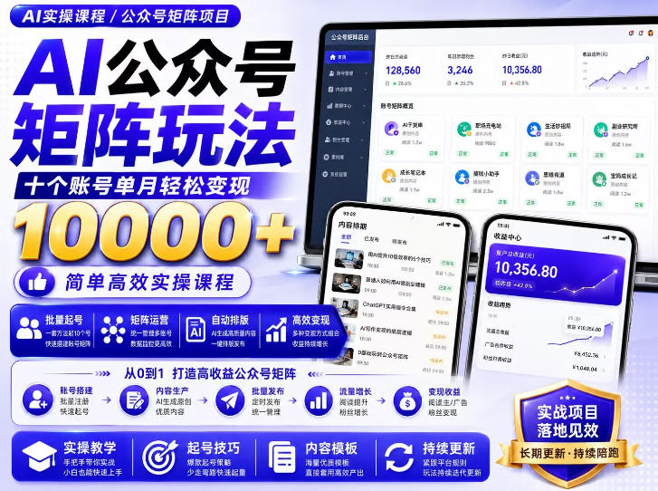AI公众号矩阵实操玩法:内含价值399的提示词,三分钟一篇爆款文章,支持矩阵多账号运营采购|汽车产业|汽车配件|机加工企业家交流社群中心