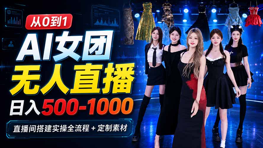 AI 女团无人直播，躺入500-1000每天，直播间搭建实操全流程+定制素材采购|汽车产业|汽车配件|机加工企业家交流社群中心