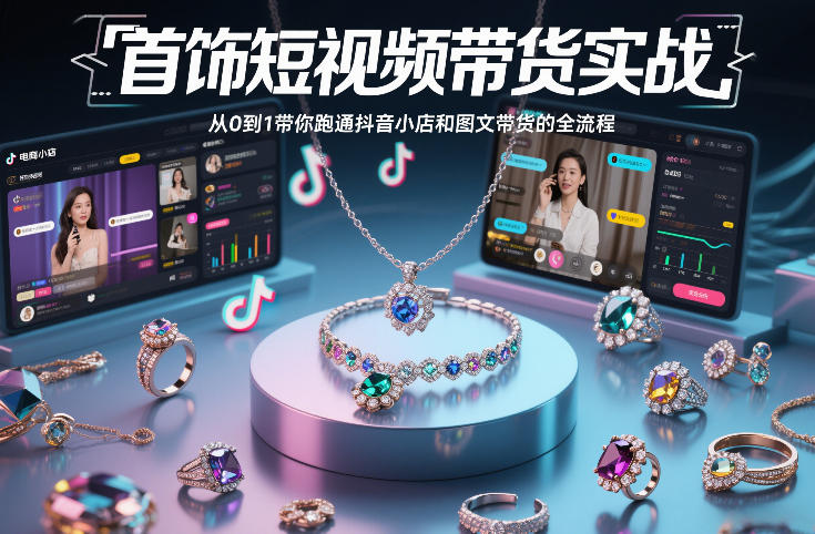 首饰短视频带货实战，从0到1带你跑通抖音小店和图文带货的全流程采购|汽车产业|汽车配件|机加工蚂蚁智酷企业交流社群中心