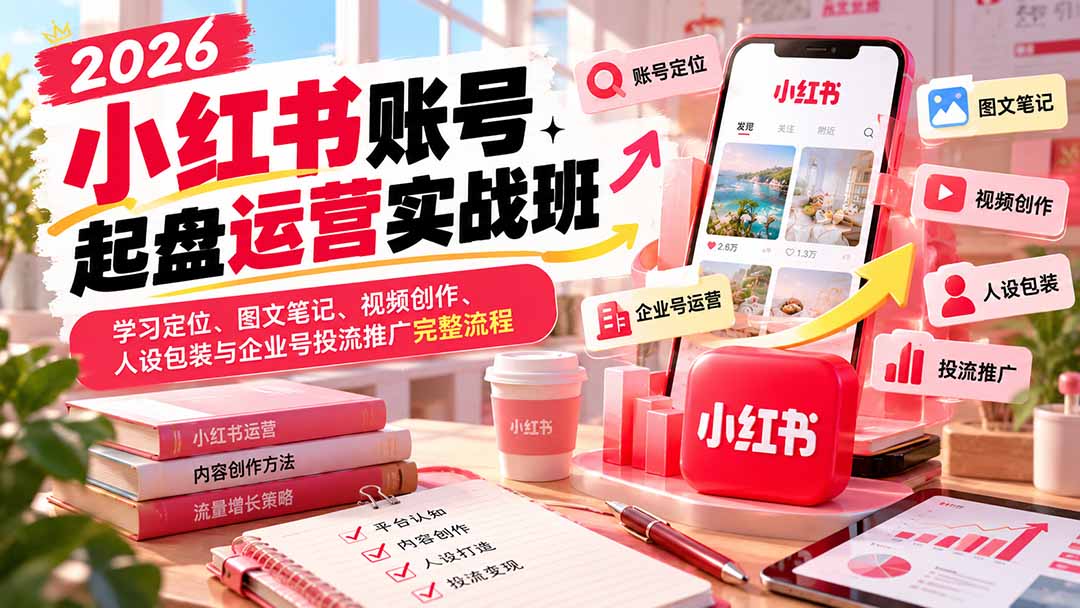 2026小红书账号起盘运营实战班：学习定位、图文笔记、视频创作、人设包装与企业号投流推广完整流程采购|汽车产业|汽车配件|机加工企业家交流社群中心