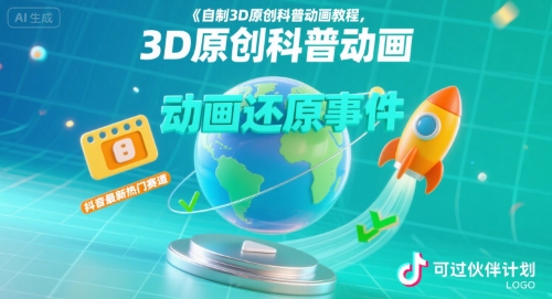 自制3D原创科普动画教程,动画还原事件,抖音最新热门赛道,可过伙伴计划采购|汽车产业|汽车配件|机加工蚂蚁智酷企业交流社群中心