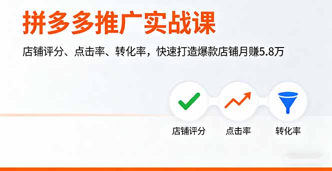 拼多多推广实战课，店铺评分、点击率、转化率，快速打造爆款店铺月赚5.8万采购|汽车产业|汽车配件|机加工蚂蚁智酷企业交流社群中心