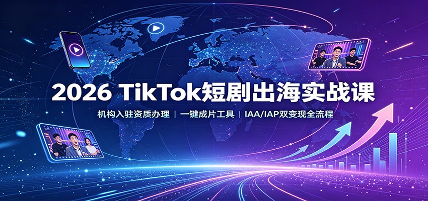2026 TikTok短剧出海实战课：机构入驻资质办理，一键成片工具，IAA/IAP双变现全流程采购|汽车产业|汽车配件|机加工企业家交流社群中心