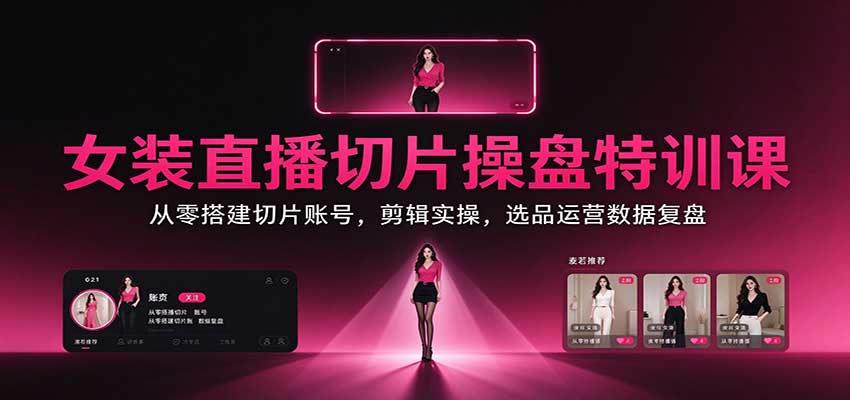 女装直播切片操盘特训课:从零搭建切片账号,剪辑实操,选品运营数据复盘采购|汽车产业|汽车配件|机加工企业家交流社群中心