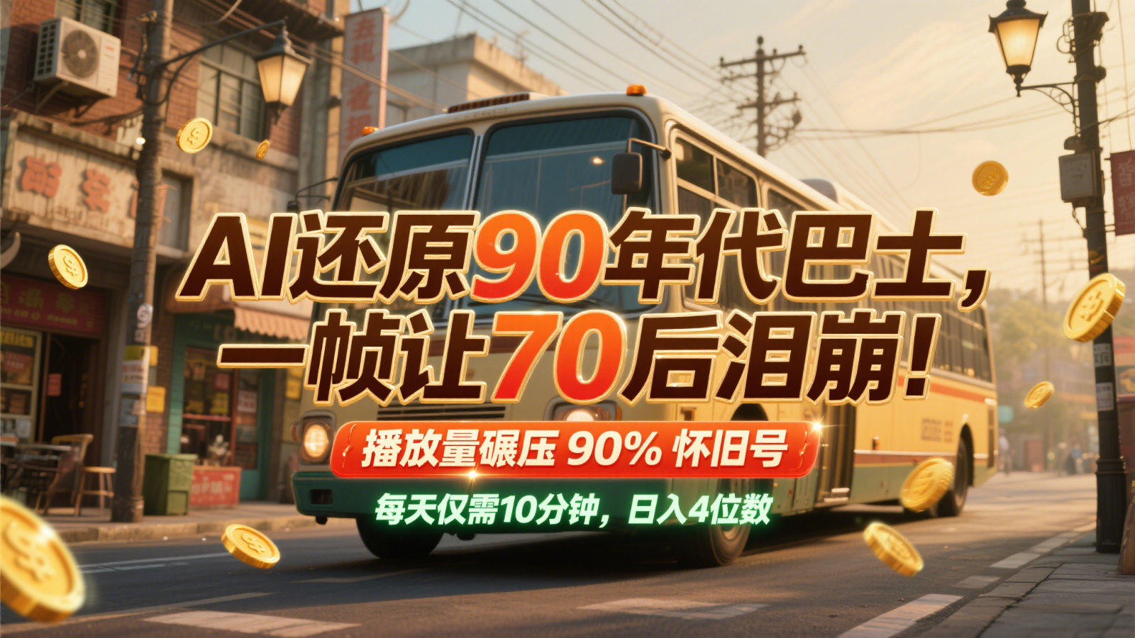 AI还原90年代巴士,一帧让70后泪崩!播放量碾压90%怀旧号,每天10分钟,日入4位数采购|汽车产业|汽车配件|机加工蚂蚁智酷企业交流社群中心