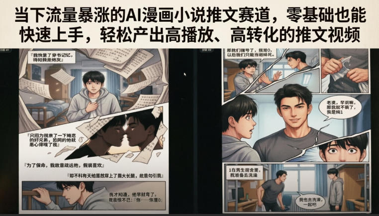 当下流量暴涨的AI漫画小说推文赛道，零基础也能快速上手，轻松产出高播放、高转化的推文视频采购|汽车产业|汽车配件|机加工企业家交流社群中心