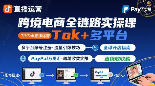 跨境电商线上课,TikTok 直播运营 + 多平台账号注册 + PayPal 万里汇实操教程采购|汽车产业|汽车配件|机加工蚂蚁智酷企业交流社群中心