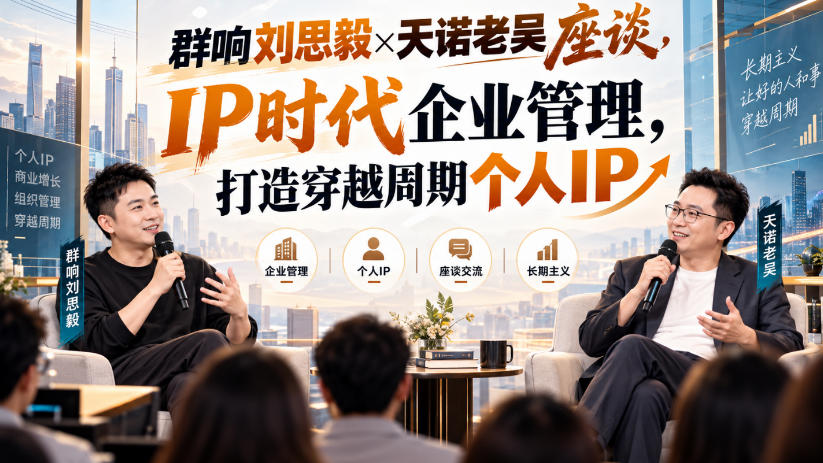 群响刘思毅×天诺老吴座谈,IP时代企业管理,打造穿越周期个人IP采购|汽车产业|汽车配件|机加工企业家交流社群中心