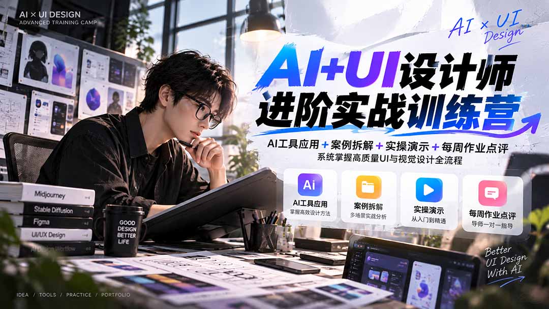 【无水印】AI+UI设计师进阶训练营-第4期:AI工具应用+案例拆解+实操演示+作业点评,掌握高质量UI与视觉设计全流程采购|汽车产业|汽车配件|机加工企业家交流社群中心