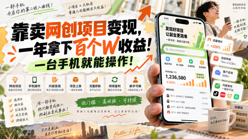 网创小程序虚拟资料变现，一年拿下百万收益，一部手机就可以做，0成本变现副业！采购|汽车产业|汽车配件|机加工企业家交流社群中心