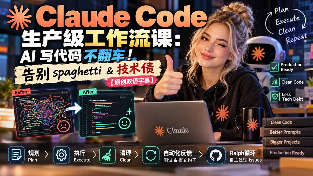 Claude Code 生产级工作流课：AI 写代码不翻车！告别 spaghetti & 技术债【原创双语字幕】采购|汽车产业|汽车配件|机加工企业家交流社群中心