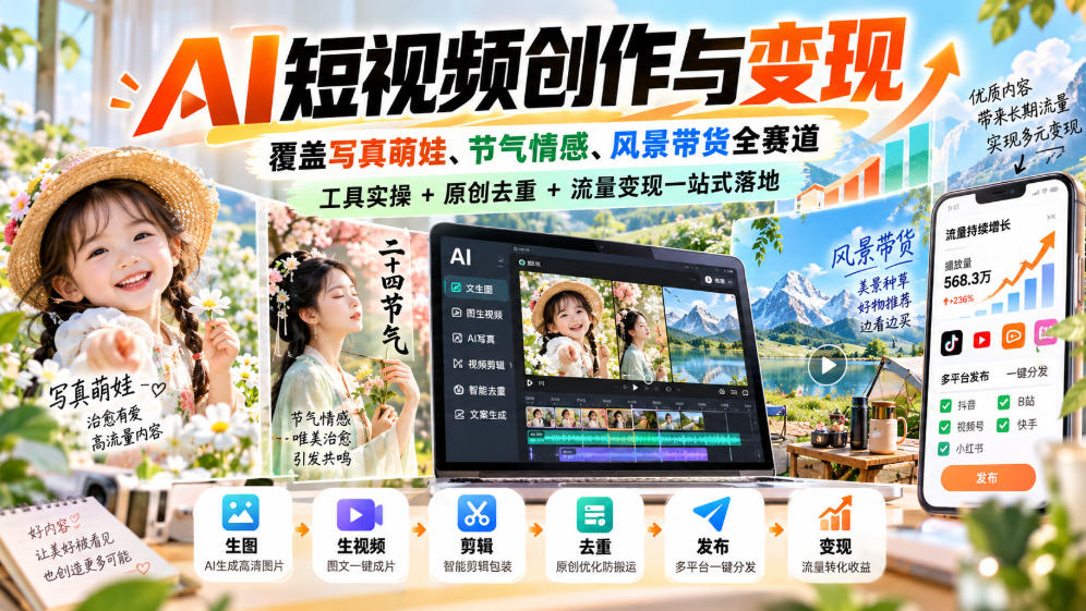 AI短视频创作与变现,覆盖写真萌娃、节气情感、风景带货全赛道,工具实操+原创去重+流量变现一站式落地采购|汽车产业|汽车配件|机加工企业家交流社群中心