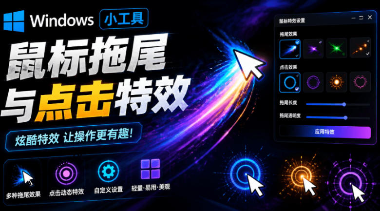 Windows特效小工具!一键给你的鼠标添加拖尾与点击动态特效,吾爱出品,免费使用Mouse Trail采购|汽车产业|汽车配件|机加工企业家交流社群中心