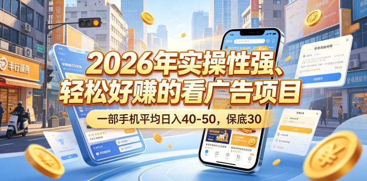 2026年实操性强、轻松好賺的看广告项目，一部手机平均日入40-50，保底30米【揭秘】采购|汽车产业|汽车配件|机加工企业家交流社群中心