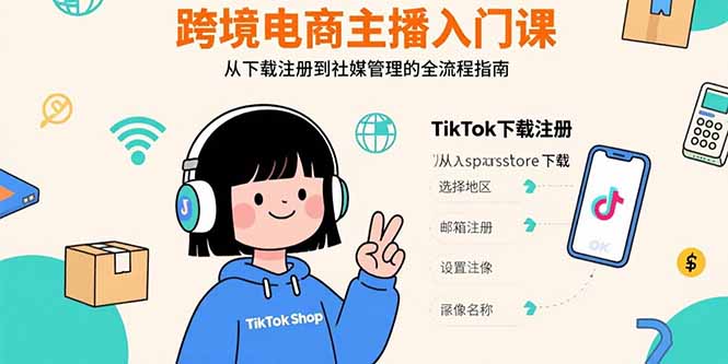 跨境电商主播入门课,TikTok下载注册,支付工具配置,社媒账号管理全流程采购|汽车产业|汽车配件|机加工蚂蚁智酷企业交流社群中心