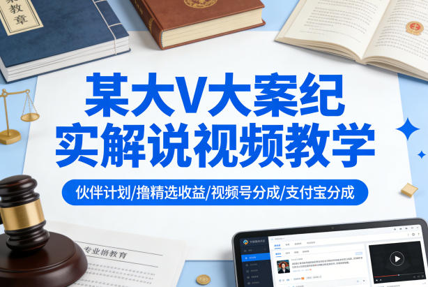 某大V大案纪实解说视频教学，可做伙伴计划、撸精选收益，视频号和支付宝分成计划均可采购|汽车产业|汽车配件|机加工企业家交流社群中心