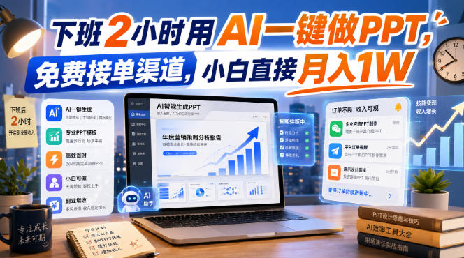 下班2小时用AI一键做PPT，免费接单渠道，小白直接月入1W【揭秘】采购|汽车产业|汽车配件|机加工企业家交流社群中心