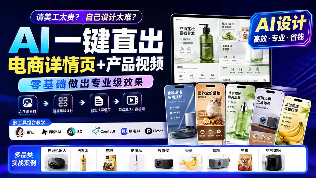 请美工太贵？自己设计太难？AI一键直出电商详情页+产品视频，零基础做出专业级效果 (更新0820采购|汽车产业|汽车配件|机加工企业家交流社群中心