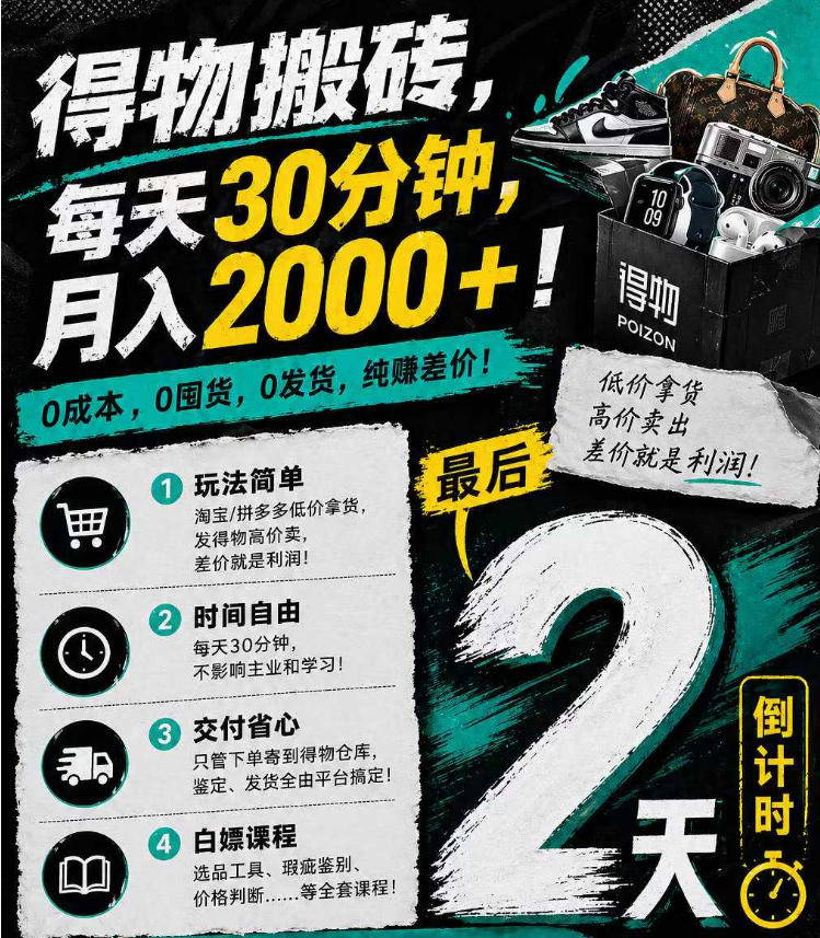 得物搬砖，0成本起步每天30分钟，月入2000+，0成本，0囤货，0发货，纯賺差价采购|汽车产业|汽车配件|机加工企业家交流社群中心