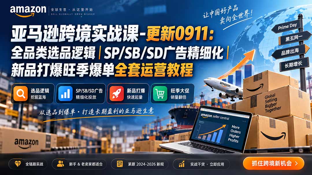 skyla亚马逊跨境实战课-更新0927:全品类选品逻辑|SP/SB/SD广告精细化|新品打爆旺季爆单全套运营教程采购|汽车产业|汽车配件|机加工企业家交流社群中心