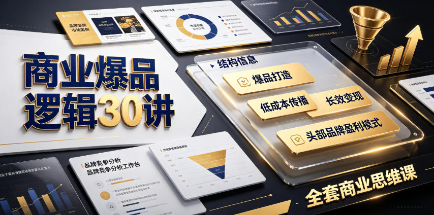 商业爆品逻辑30讲|拆解各行各业头部品牌盈利模式,吃透爆品打造、低成本传播、长效变现全套商业思维课采购|汽车产业|汽车配件|机加工企业家交流社群中心