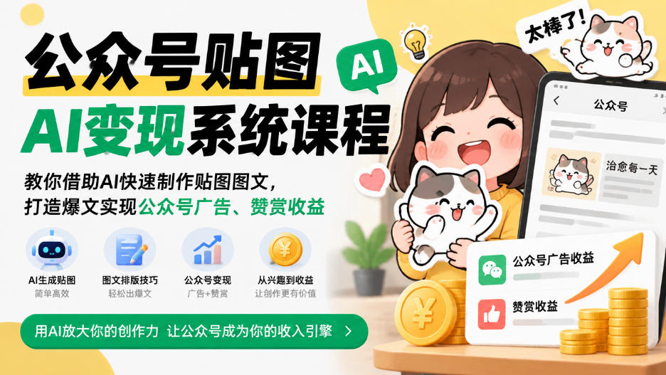 公众号贴图AI变现系统课程｜教你借助AI快速制作贴图图文，打造爆文实现公众号广告、赞赏收益采购|汽车产业|汽车配件|机加工企业家交流社群中心