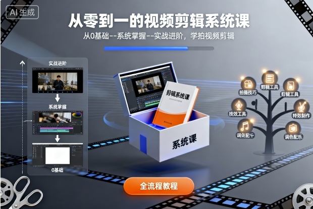 从零到一的视频剪辑系统课,从0基础--系统掌握--实战进阶,学拍视频剪辑采购|汽车产业|汽车配件|机加工蚂蚁智酷企业交流社群中心
