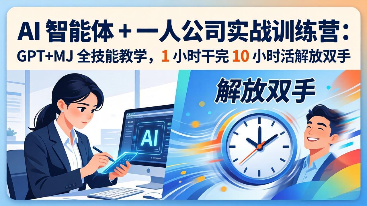 AI 智能体 + 一人公司实战训练营：GPT+MJ 全技能教学，1 小时干完 10 小时活解放双手采购|汽车产业|汽车配件|机加工企业家交流社群中心