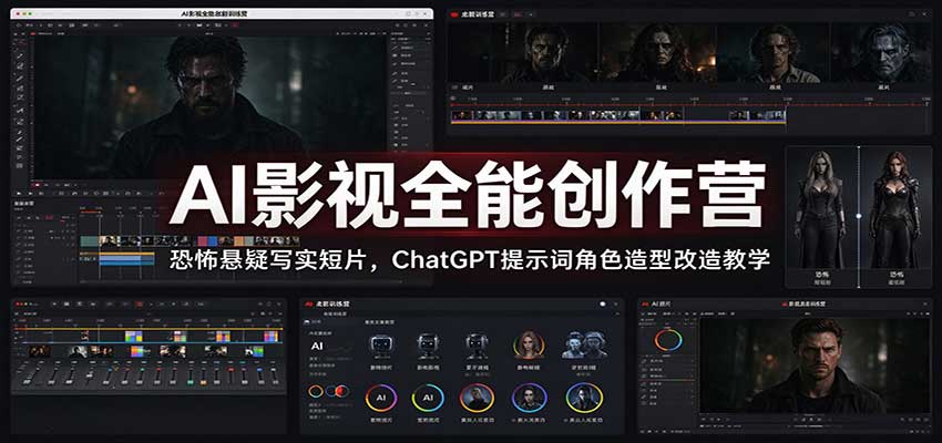 AI影视全能创作营：恐怖悬疑写实短片，ChatGPT提示词角色造型改造教学采购|汽车产业|汽车配件|机加工企业家交流社群中心