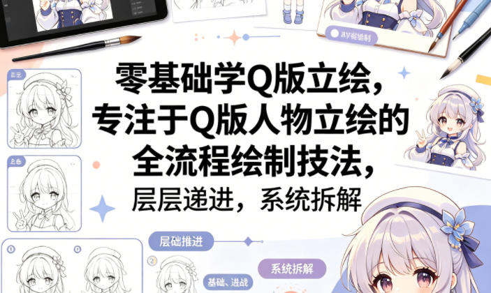 零基础学Q版立绘，专注于Q版人物立绘的全流程绘制技法，层层递进，系统拆解采购|汽车产业|汽车配件|机加工企业家交流社群中心