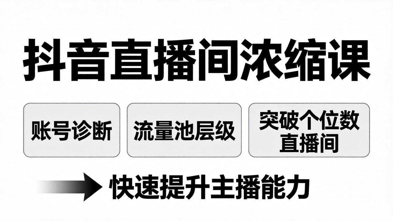 抖音直播间浓缩课：账号诊断+流量池层级，突破个位数直播间，快速提升主播能力采购|汽车产业|汽车配件|机加工企业家交流社群中心