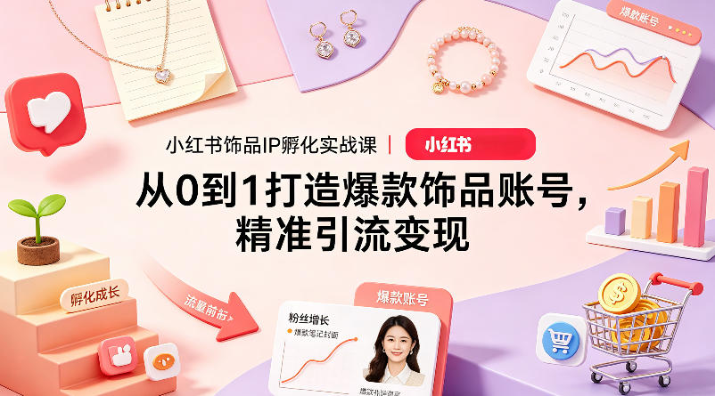 小红书饰品IP孵化实战课｜从0到1打造爆款饰品账号，精准引流变现采购|汽车产业|汽车配件|机加工企业家交流社群中心