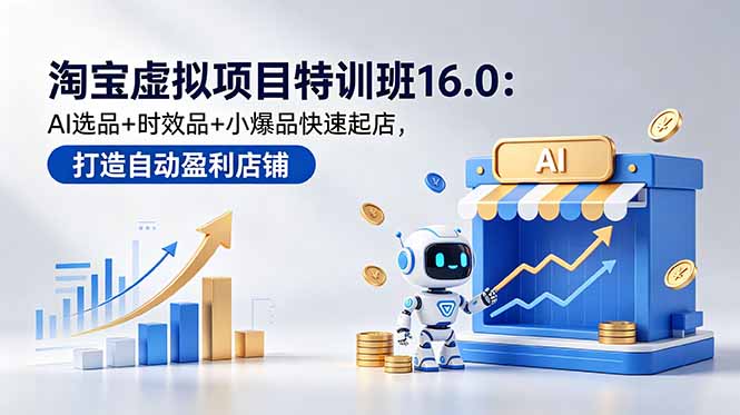 淘宝虚拟项目特训班16.0：AI选品+时效品+小爆品快速起店，打造自动盈利店铺采购|汽车产业|汽车配件|机加工企业家交流社群中心