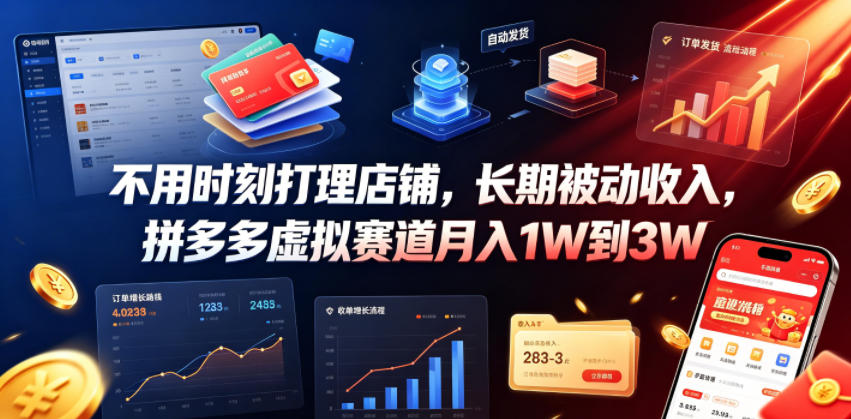 不用时刻打理店铺,长期被动收入,拼多多虚拟赛道月入1W到3W【揭秘】采购|汽车产业|汽车配件|机加工企业家交流社群中心