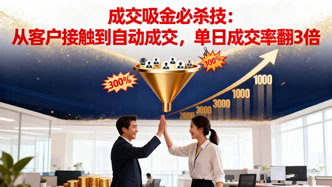 吸金成交营销必杀技:从客户接触到自动成交,单日成交率翻3倍采购|汽车产业|汽车配件|机加工蚂蚁智酷企业交流社群中心