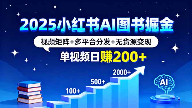 2025小红书AI图书掘金,视频矩阵+多平台分发+无货源变现,单视频日赚200+采购|汽车产业|汽车配件|机加工蚂蚁智酷企业交流社群中心