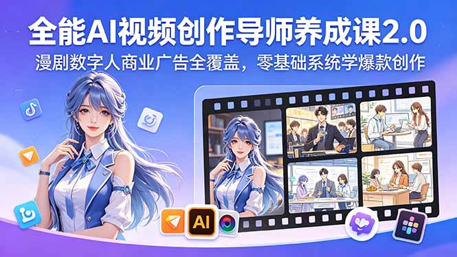 全能AI视频创作导师养成课2.0，漫剧数字人商业广告全覆盖，零基础系统学爆款创作采购|汽车产业|汽车配件|机加工企业家交流社群中心