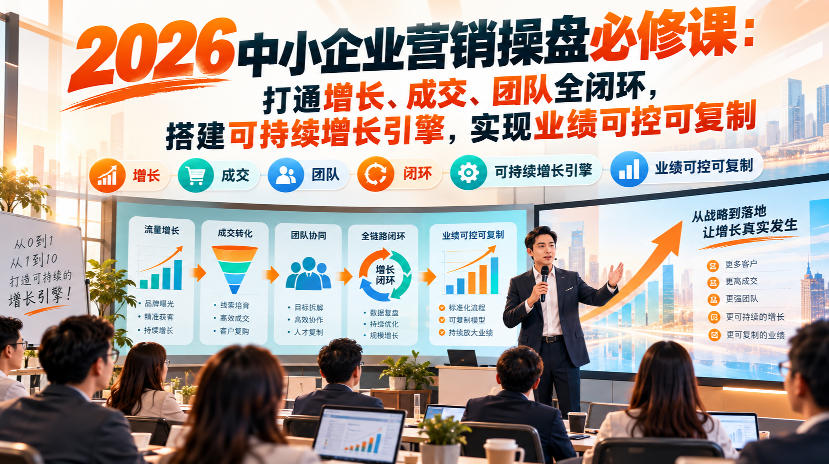 2026中小企业营销操盘必修课：打通增长、成交、团队全闭环，搭建可持续增长引擎，实现业绩可控可复制采购|汽车产业|汽车配件|机加工企业家交流社群中心