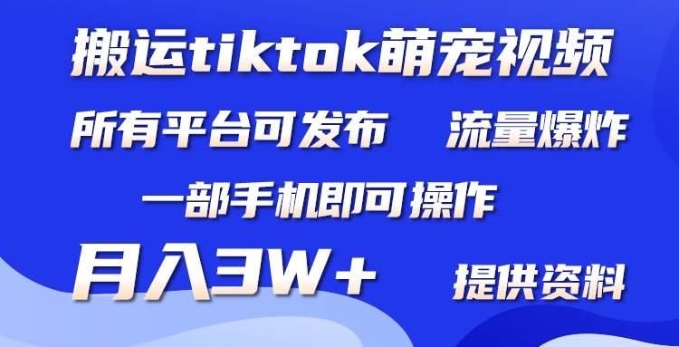 搬运Tiktok萌宠类视频，一部手机即可。所有短视频平台均可操作，月入3W+采购|汽车产业|汽车配件|机加工蚂蚁智酷企业交流社群中心