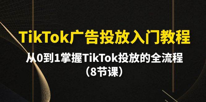 TikTok广告投放入门教程,从0到1掌握TikTok投放的全流程(8节课)采购|汽车产业|汽车配件|机加工蚂蚁智酷企业交流社群中心