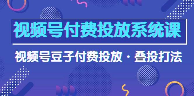 视频号付费投放系统课，视频号豆子付费投放·叠投打法（高清视频课）采购|汽车产业|汽车配件|机加工蚂蚁智酷企业交流社群中心